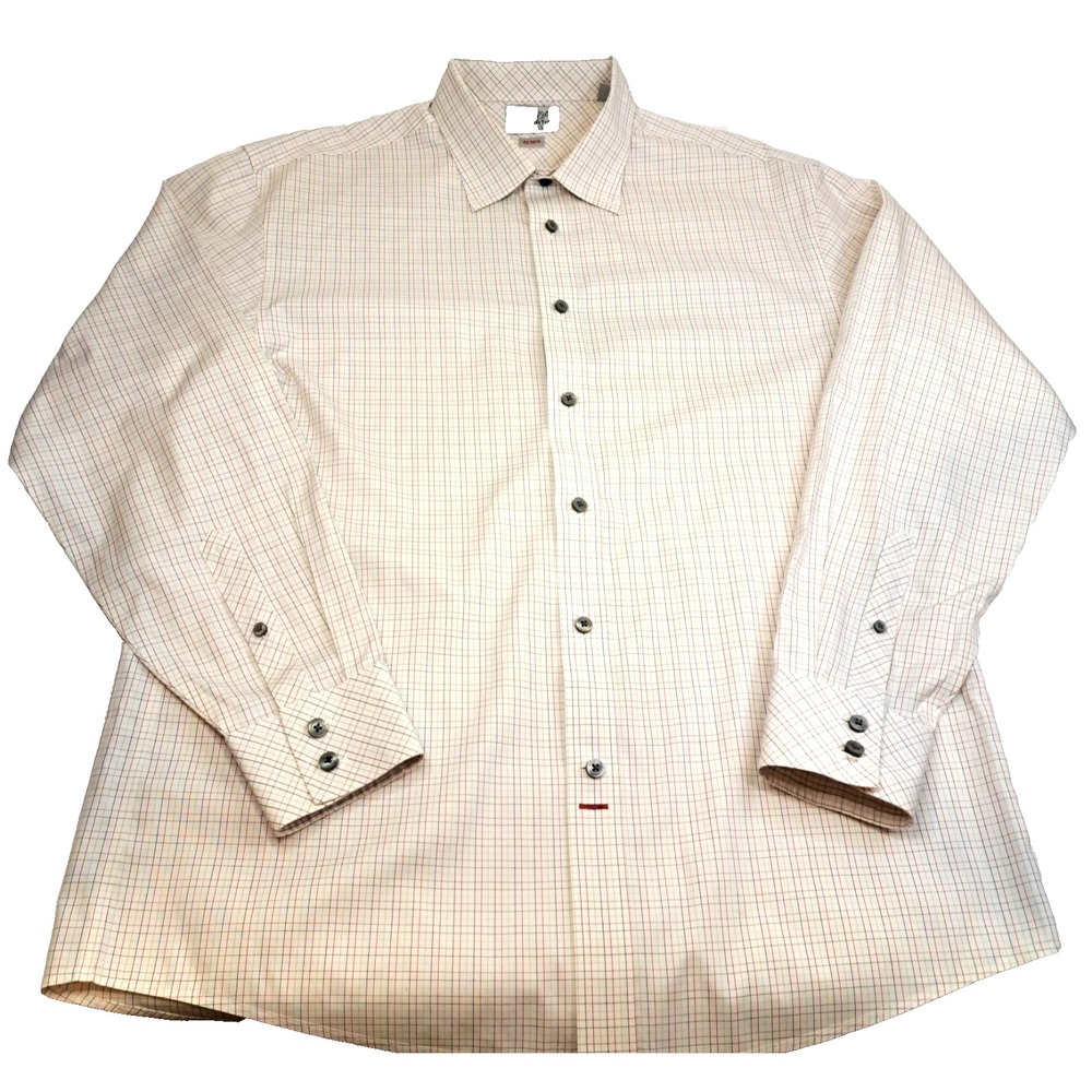 Ashworth EZ-Tech Button Up Long Sleeve Shirt Men's L ‎ Checked Embroidered LOGO